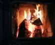 burning fireplace